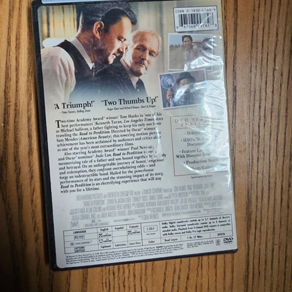 Road to Perdition DVD Full Screen Tom Hanks Paul Newman Crime Drama Sealed - Picture 3 of 3